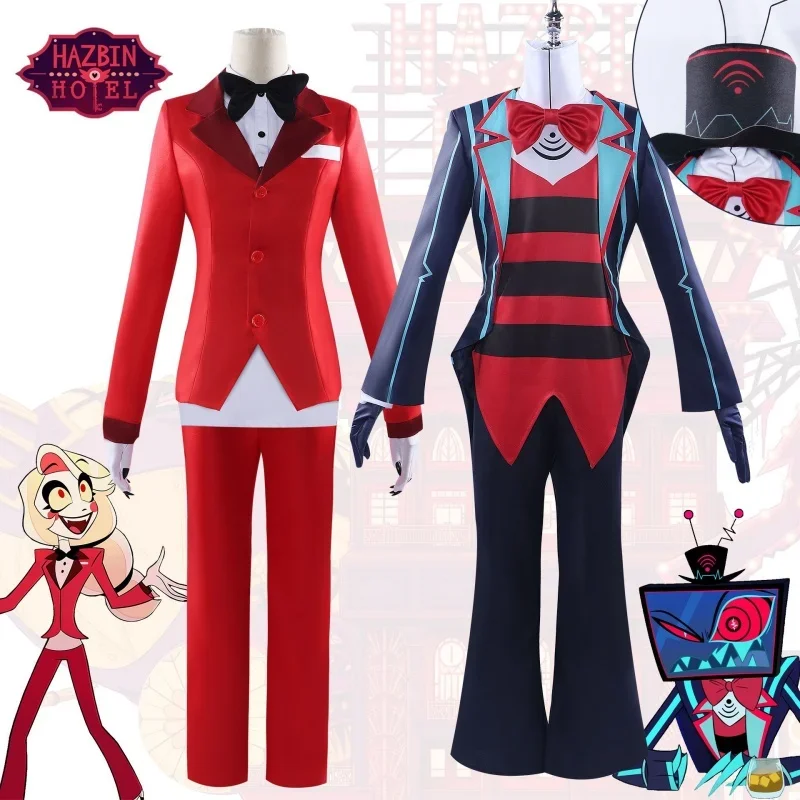 

Anime Charlie Morningstar Vox Cosplay Hazbin Cos Hotel Fantasia Costume Disguise for Adult Top Pants Outfits Halloween Suit