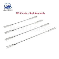 1set RC Airplane M3 Clevis Rod and Assembly M3 Clevis Threaded at 2 end D2.5mm Steel Wire Push Pull Rod Pushrod Connecting Rod