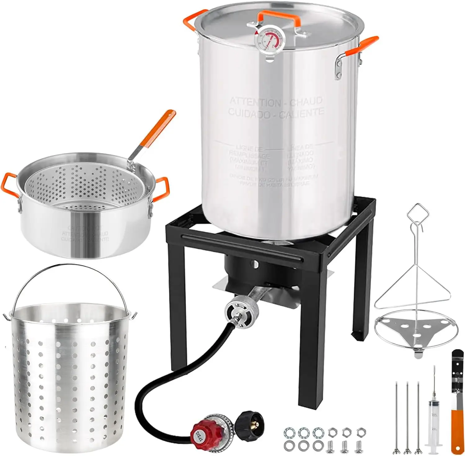 

Turkey Fryer Set, 30QT & 10QT Pots with Large Steamers, and 54,000BTU High Output Burner for Camping, Outdoor Parties, Thank