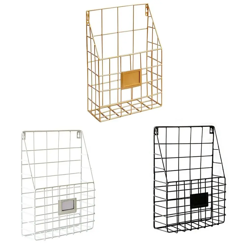 

Wall Mounted Magazine File Holder Easy To Install Metal Mesh Wire Basket Handle Lightweight Hanging Document Rack Desktop