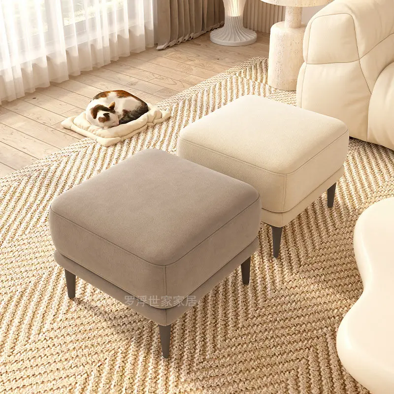 Shoe change stool Home entrance Suede pedal Modern simple living room Sofa stool Foot wear shoes Low stool