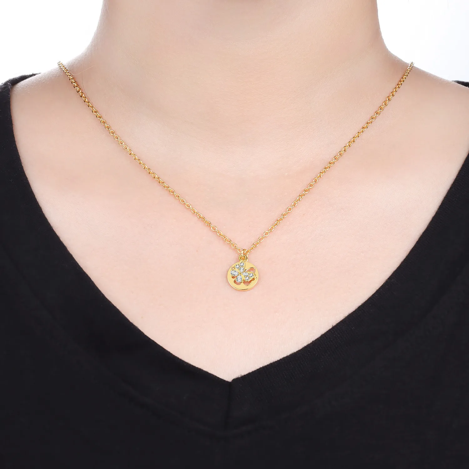Women's 925 Sterling Silver Aurora Crystal Star Moon Key Necklace