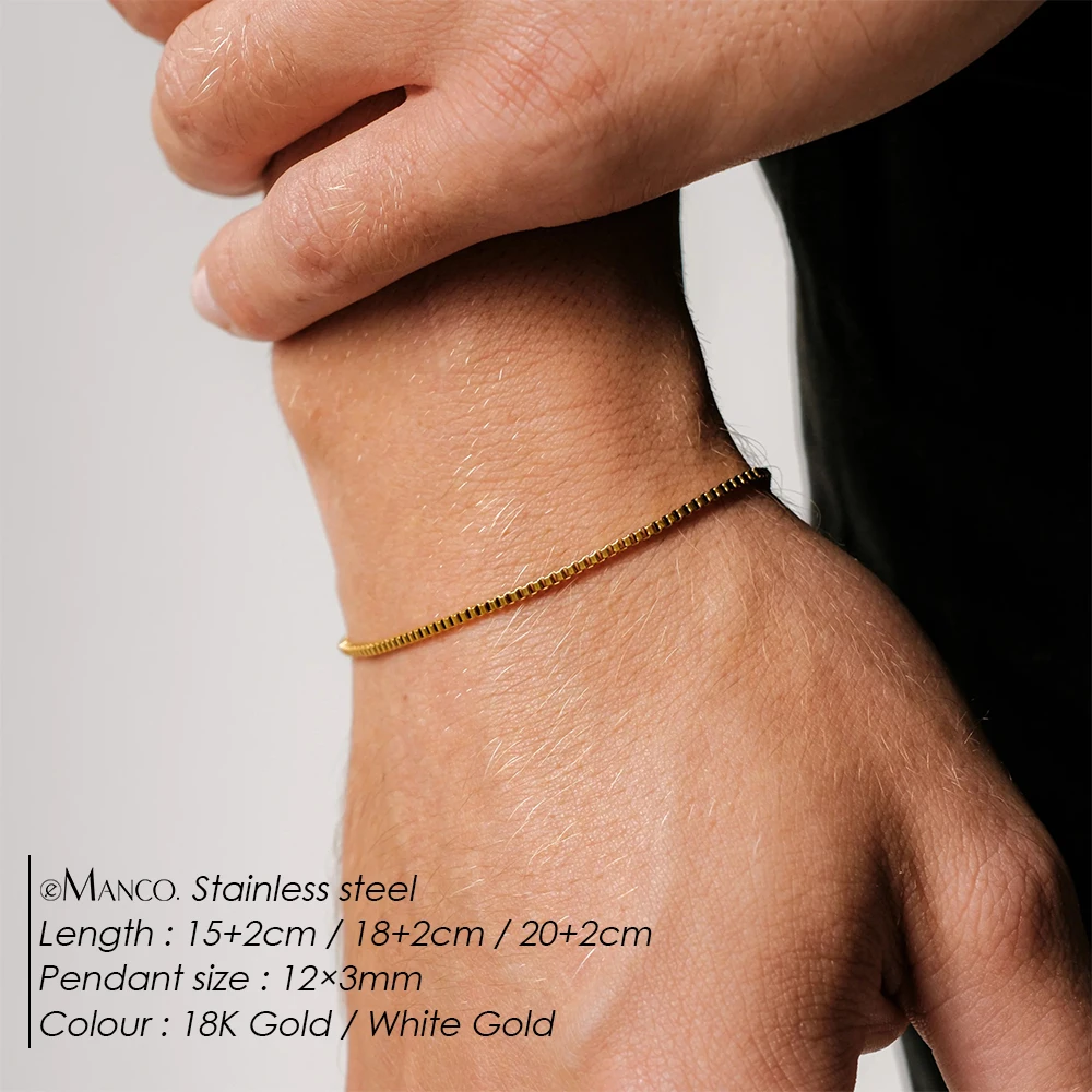 eManco Men\'s Personalized creative Fashion box chain Bracelet European and American punk Jewelry Wholesale  colorless direct