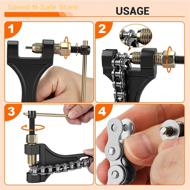 Universal Chain Breaker Tool For All-Terrain Vehicles – Durable Steel Design For 420-530 Chains, Easy DIY Motorcycle Repair view 6