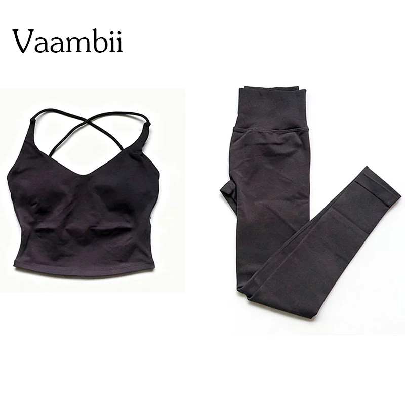 

Динамичный комплект для фитнеса: топ с бретелями и леггинсы, облегающие, с открытой спиной, быстросохнущие, для йоги, спорта и бега