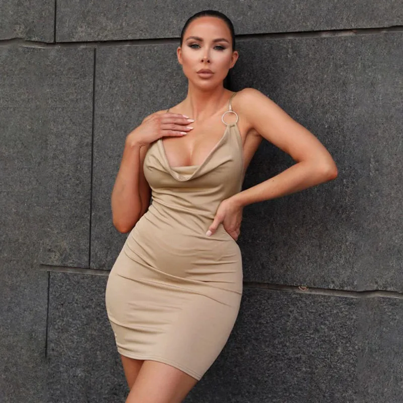 Sexy Deep V-neck Mini Dress Womens Bodycon Evening Prom Backless Sleeveless Party Club Dresses Gothic Summer Elegant Y2k Clothes