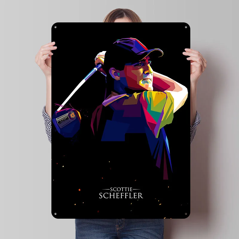 Scottie Scheffler Metallposter, individuelle Wandkunst, Retro-Vintage-Blechschilder für Männerhöhle-Dekoration, Heimdekorationsartikel, Wanddeko