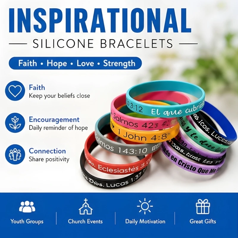 U75B Mixed Color Wristband Set, 20 Phrase Bands for Daily Wear Use