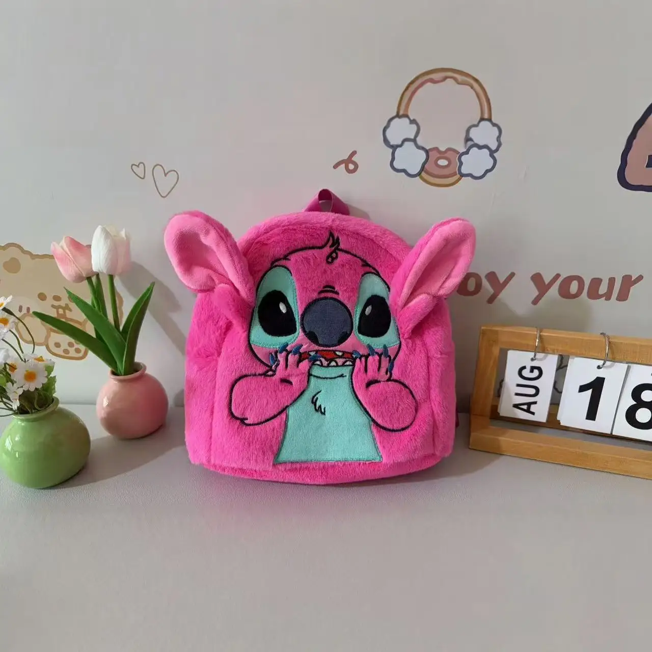 24*22*10 cm Disney Stitch Peluche Nuovo Zaino Cartoon Moda 3d Mini Zaino da donna Regalo di Natale!