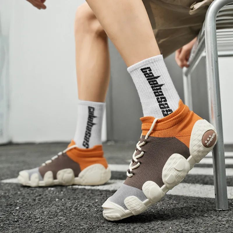 

High Quality Men's Shoes 2025 New Summer Breathable Mesh Platform Sneakers for Men Outdoor Sports Leisure Socks Trendy Shoes Men