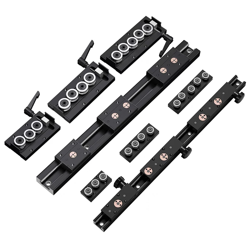 Blackening Built-in dual-axis linear guide Rail Aluminum Roller Bearing Industrial Track SGR15N guide+SGB15N 3/4/5 Wheel Slider