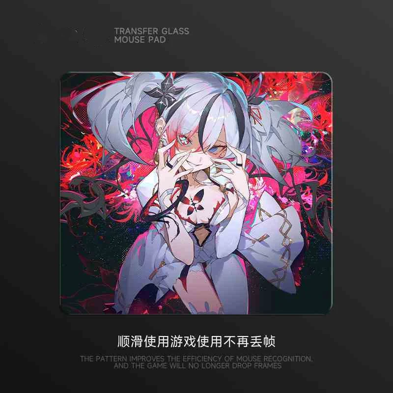 

Evil Anime Characters Glass Without Locking Edges Mouse Pad Computer Mouse Mat Home Office Students Deskmat New Non-slip Pad
