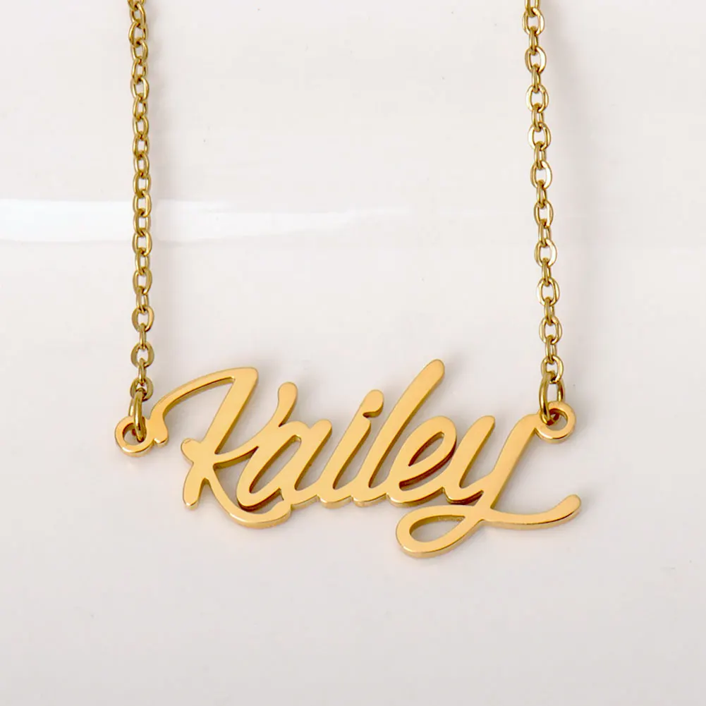 

AOLOSHOW Kaylie Name Necklace for Women Gold-Color Stainless Steel Pendant Collar Letter Choker Personalized Jewelry Gift