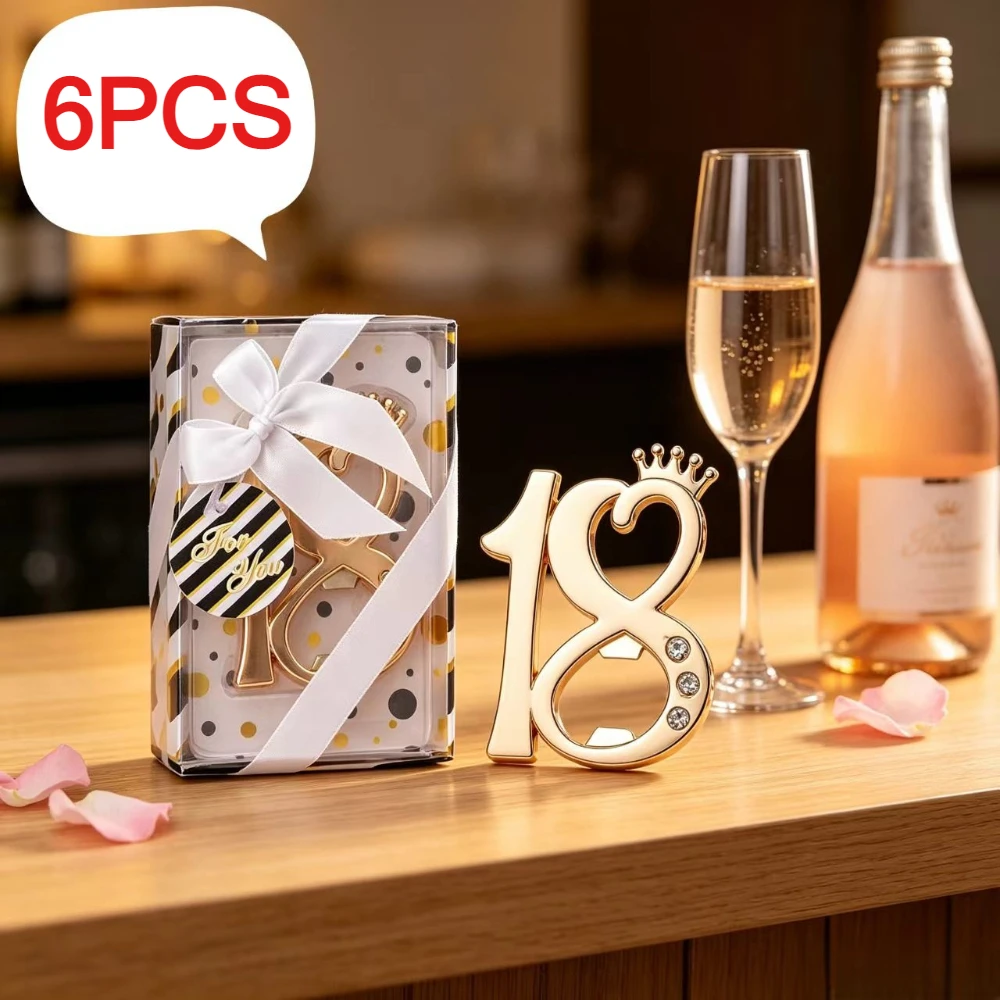 6PCS Number 18 Shape Bottle Opener Souvenirs 18th Birthday Party Gifts for Guests Souvenirs Bottle Opener Package Bottle Opener
