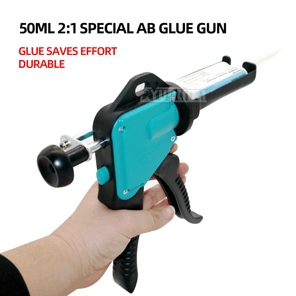 Two-component Metal Rod push-type Structural Glue Gun ;New-50ml 4:1 AB Manual Glue Gun Tool W-50-4