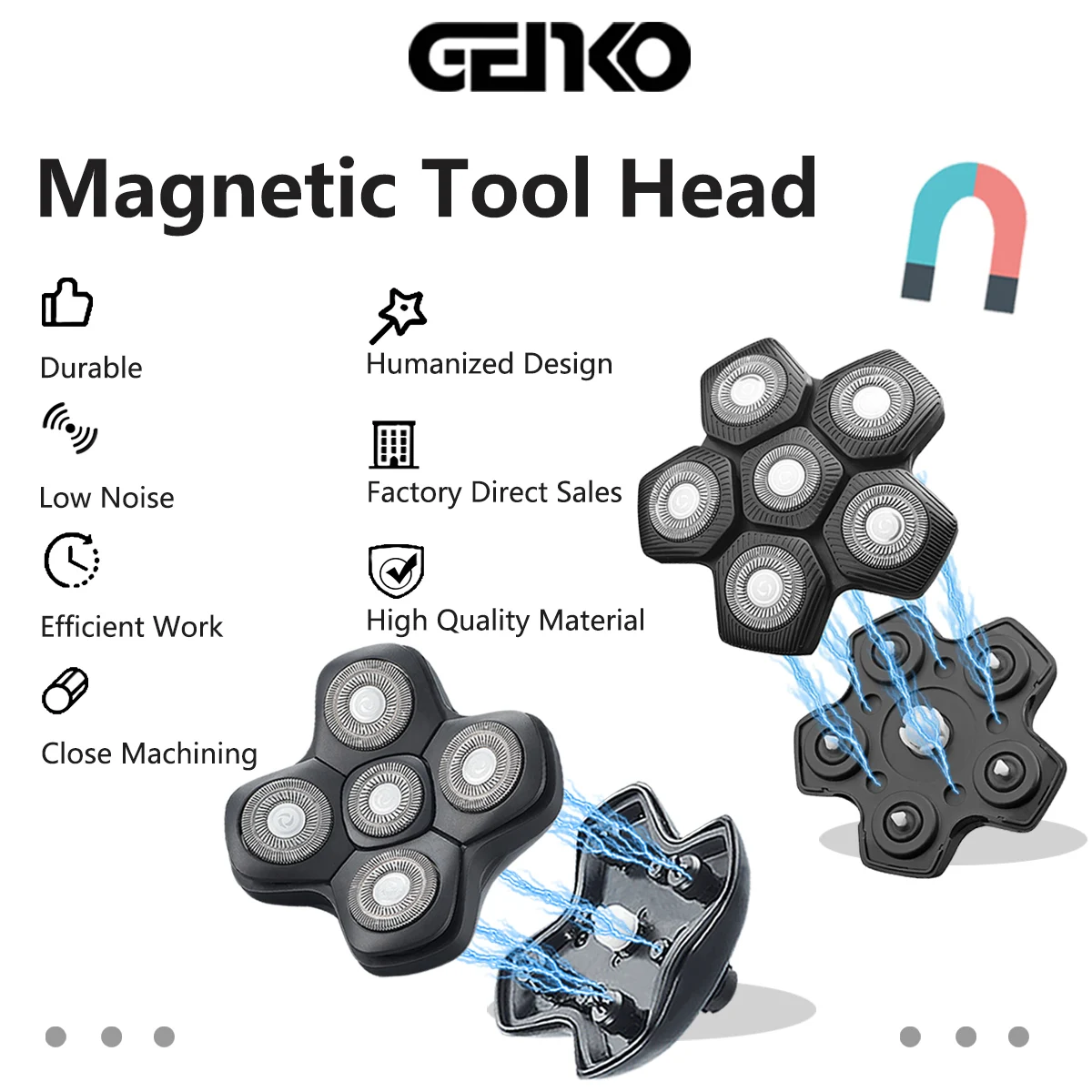 GENKO New Shaver Replacement Heads Magnetic Interface 5/ 6 Blades Head Universal Razor Replacement Head For FREEDOM FREEBIRD