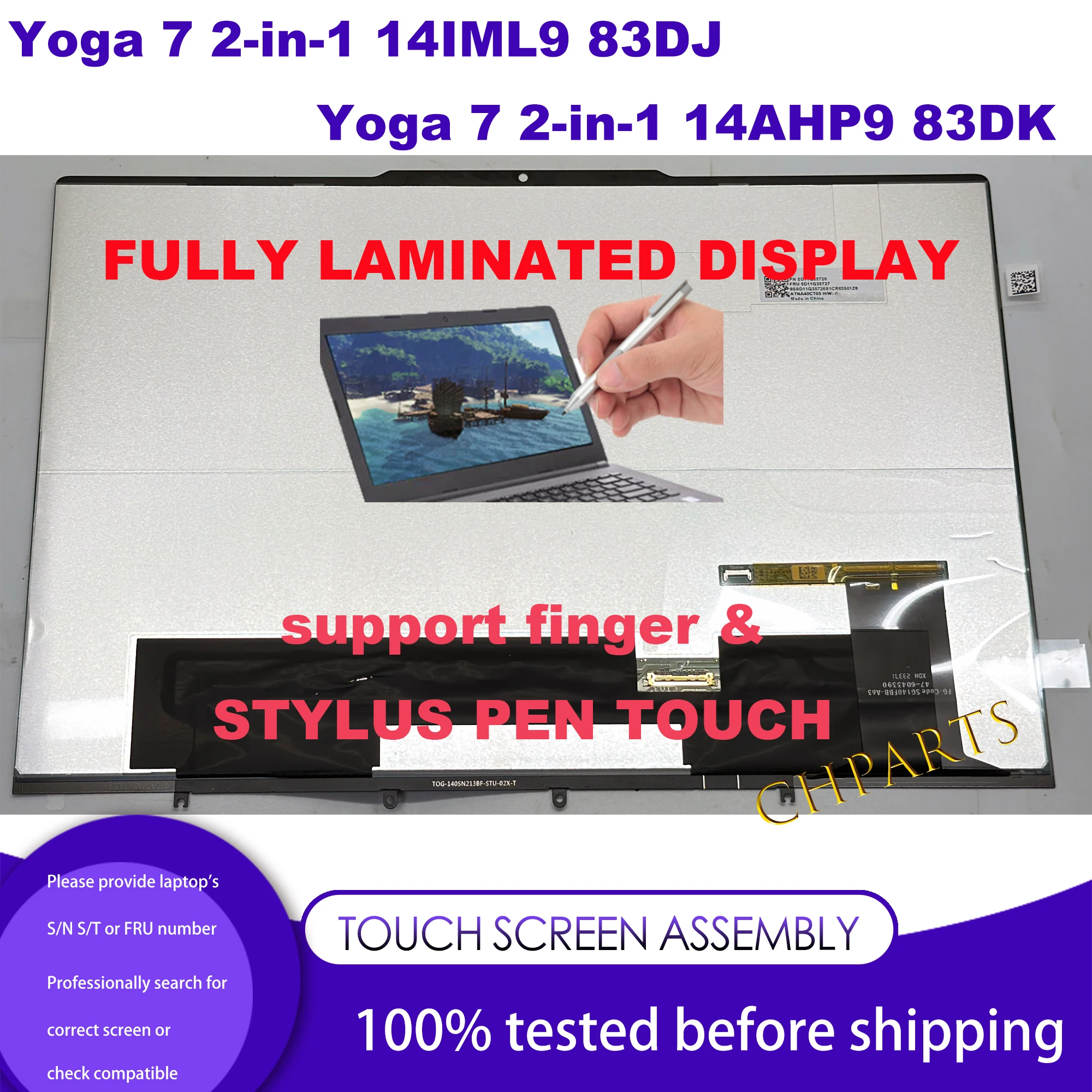 Écran tactile OLED 2.8K WUXGA de 14 pouces, pour Lenovo Yoga 7 2-en-1 14IML9 83DJ 14AHP9 83DK, écran LCD de remplacement
