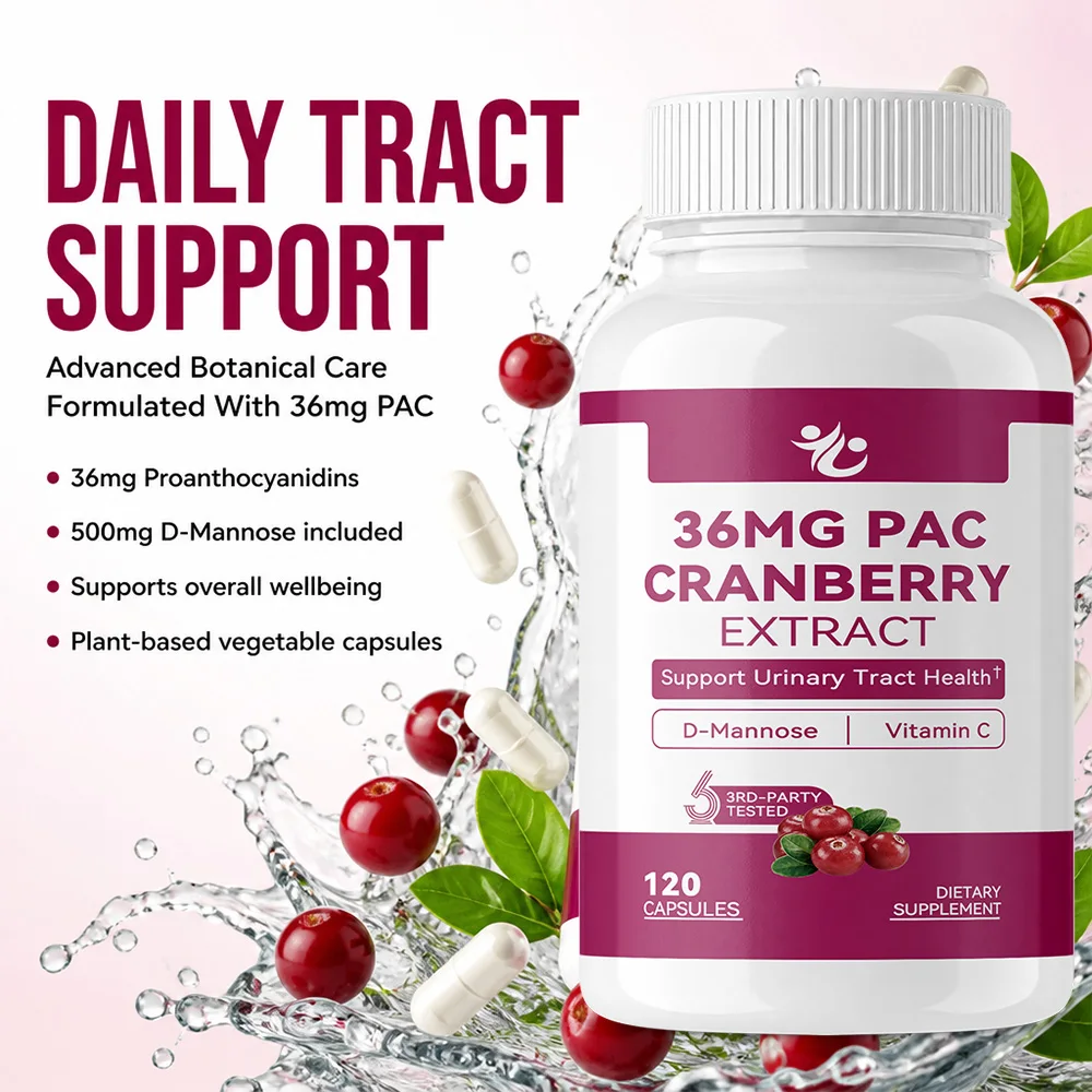 Cranberry + D-Mannose Capsules - Easy To Swallow, Supports Bladder, Kidney and Urinary Tract Health