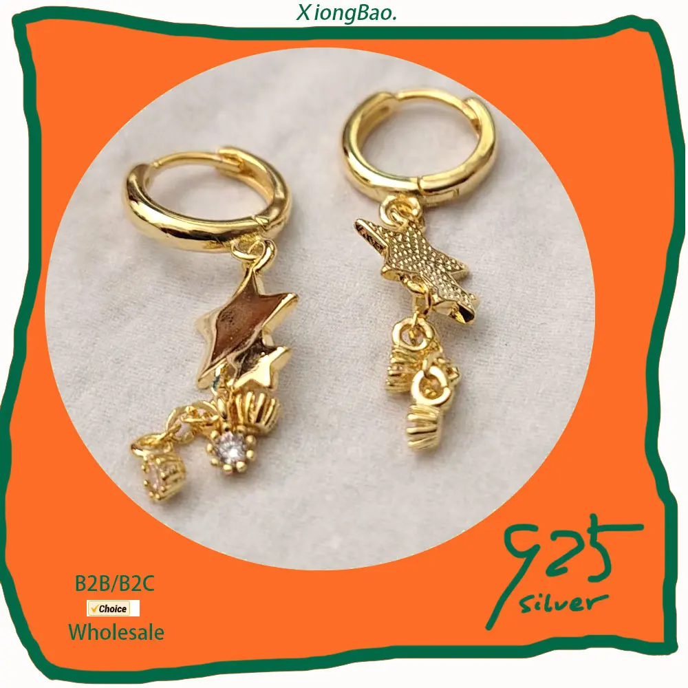 

Accessories Exquisite Stamp 925 Sterling Silver Earrings Women Jewelry Popular Zircon Tassel Star Earring Lady Party Hoops EARS