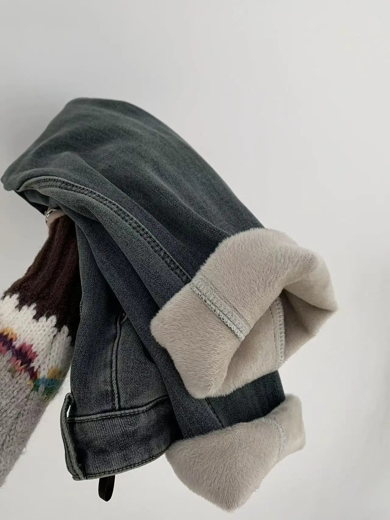 

Бархатные утепленные джинсы в стиле ретро для женщин, осень-зима, свободные широкие брюки с высокой талией, повседневные универсальные теплые джинсовые брюки