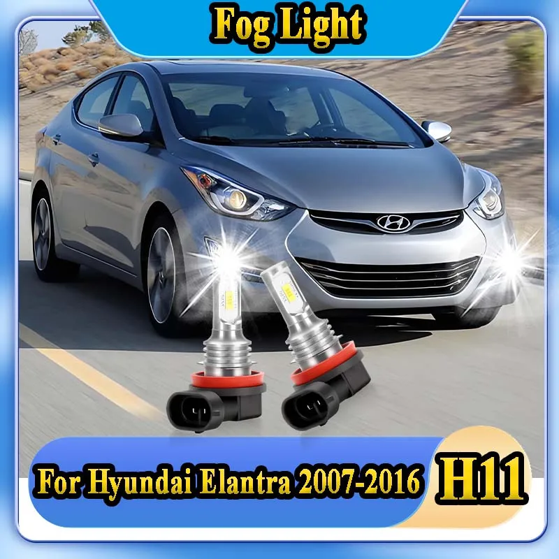 

2PCS H11 LED Fog Light Canbus No Error 12V 6000K White CSP Chips Super Bright For Hyundai Elantra Accessories 2007-2016 Fog Lamp