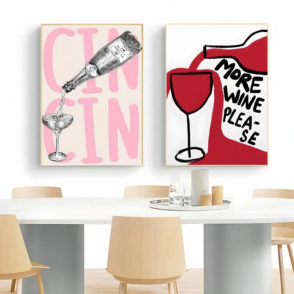 Retro Beverage Art Trendy Coffee Cheers Print Posters Retro Wine Poster Wall Art Print Decorative Mural Home Decor Gift Unframed