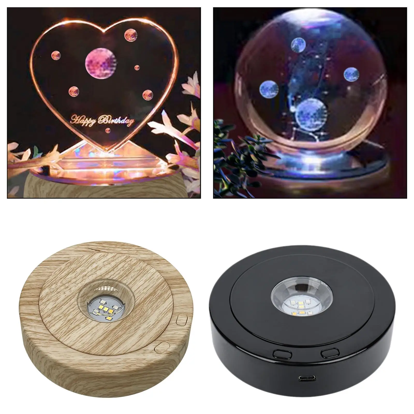 Colorful Electric Rotating Display Stand with Adjustable Speed LED Light Cake Decorating Platform for Retail Stores Exhibitions
