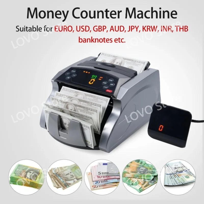 Money Counter Machine Counterfeit Bill Detector with UV MG IR Detection Automatic   Fast Counting for EURO/USD/KRW