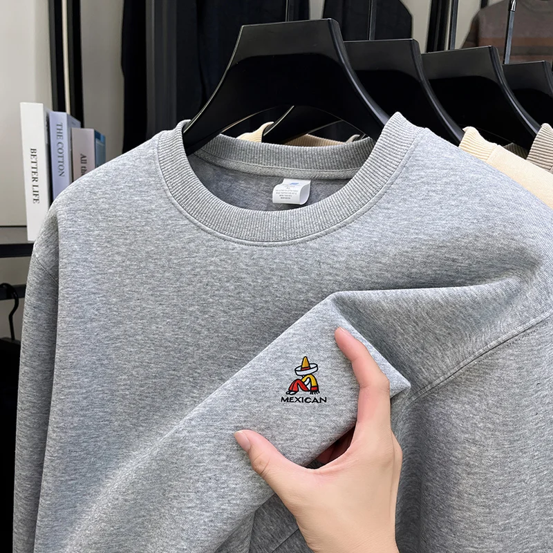 เสื้อฮู้ดผู้ชายสำหรับฤดูใบไม้ผลิและฤดูใบไม้ร่วง ปี 2025 ผ้าฝ้ายแท้ แขนยาว เสื้อยืดลำลองอเนกประสงค์ ชั้นใน