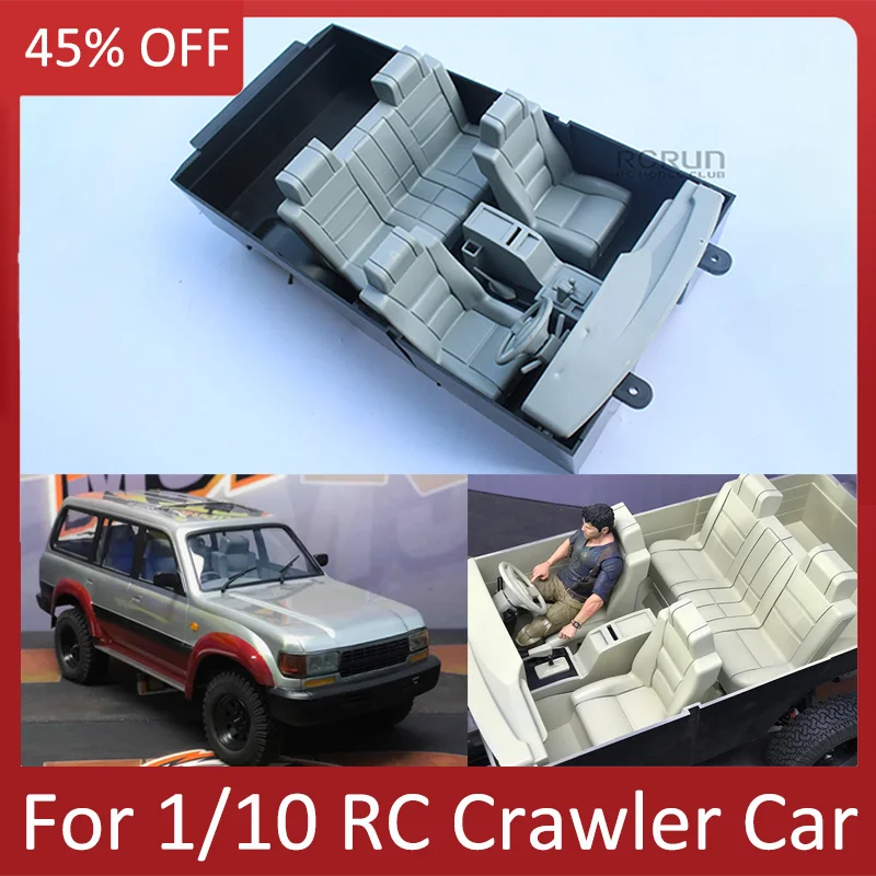 

RC Car Interior In The Control Seat Kit with Linked Steering Wheel for 1/10 RC Crawler Car Land Cruiser LC80 TOYOTA TRX4 SCX10