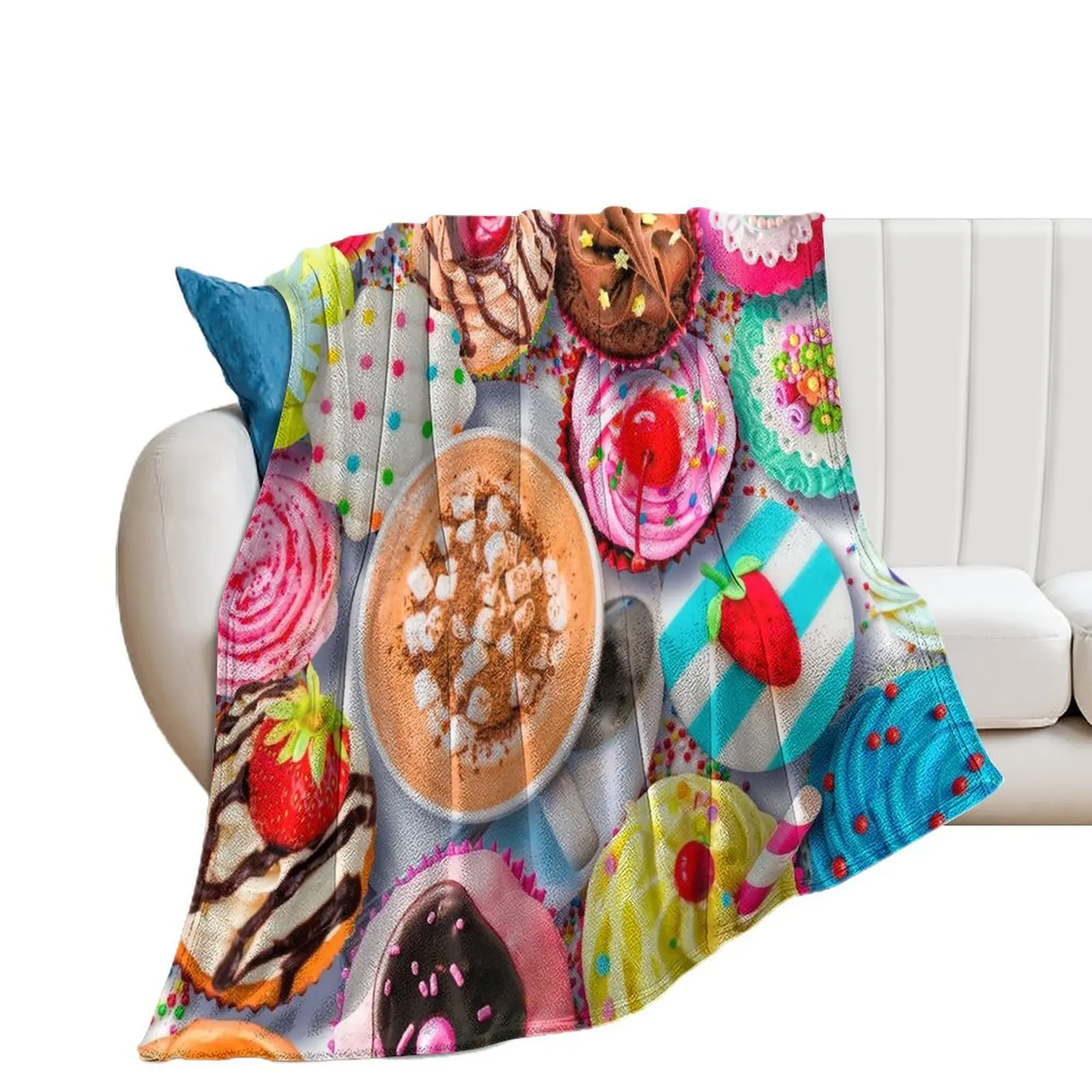 

Cupcakes and Cocoa Throw Blanket decorative Loose Baby Blankets