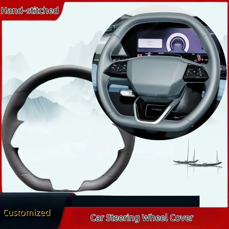 

DIY Hand-Stitched Custom High-quality Genuine Leather Steering Wheel Cover For Audi E-tron RS GT Q5 2024 2025 Auto Interior
