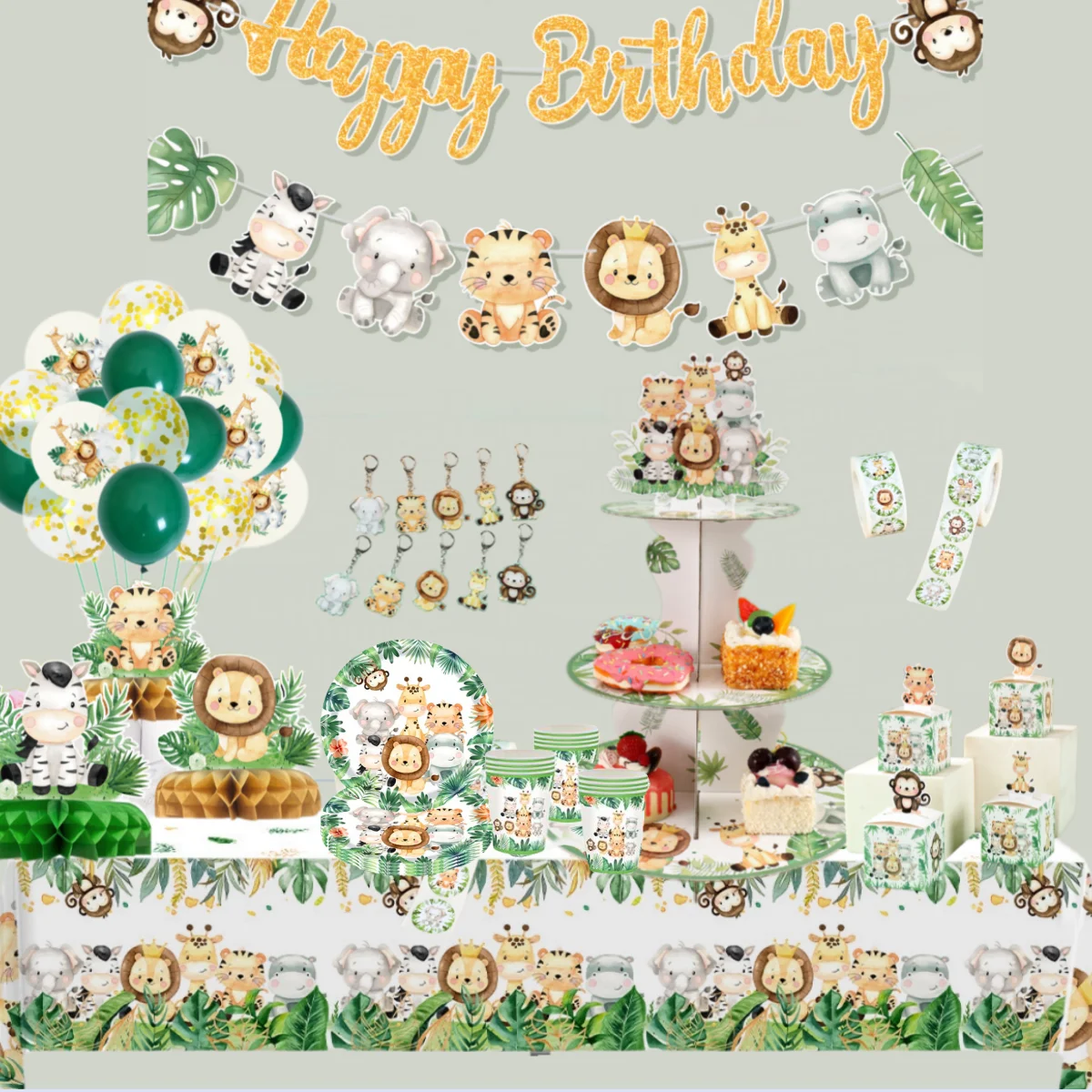 Jungle Safari Birthday Decoration Jungle Animals 1st Birthday Gifts Decoration Wild One Birthday Tableware Baby Shower Decor