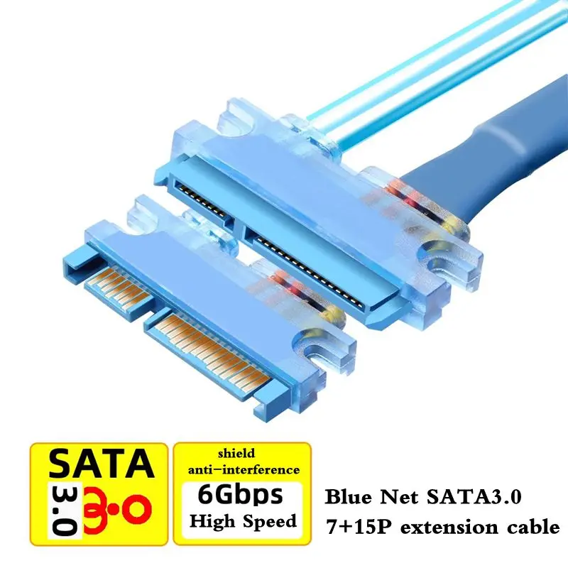 Kabel SATA 7+15Pin męski-męski do portu szeregowego, zasilania i danych, 10cm 30cm 50cm, przedłużacz dysku twardego SATA22Pin męski-męski — zdjęcie produktu 5