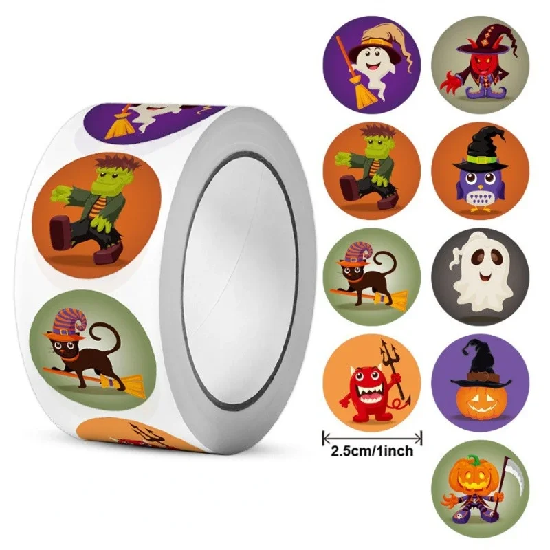 500PCS Halloween Children's Toys Notebook Mobile Phone Case Computer Water Cup Guitar Refrigerator Reward Roll Sticker Wholesale