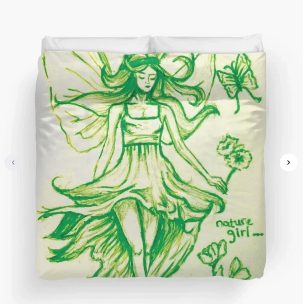 Cute Girly Green Print Bedding Duvet Cover for Cartoon Girls Room Bedroom Decor Comfortable and Soft Quilt Cover