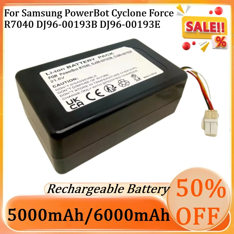 21.6V 5000mAh Rechargeable Batteries for Samsung PowerBot Cyclone Force R7040 DJ96-00193B DJ96-00193E Robot Vacuum Cleaner
