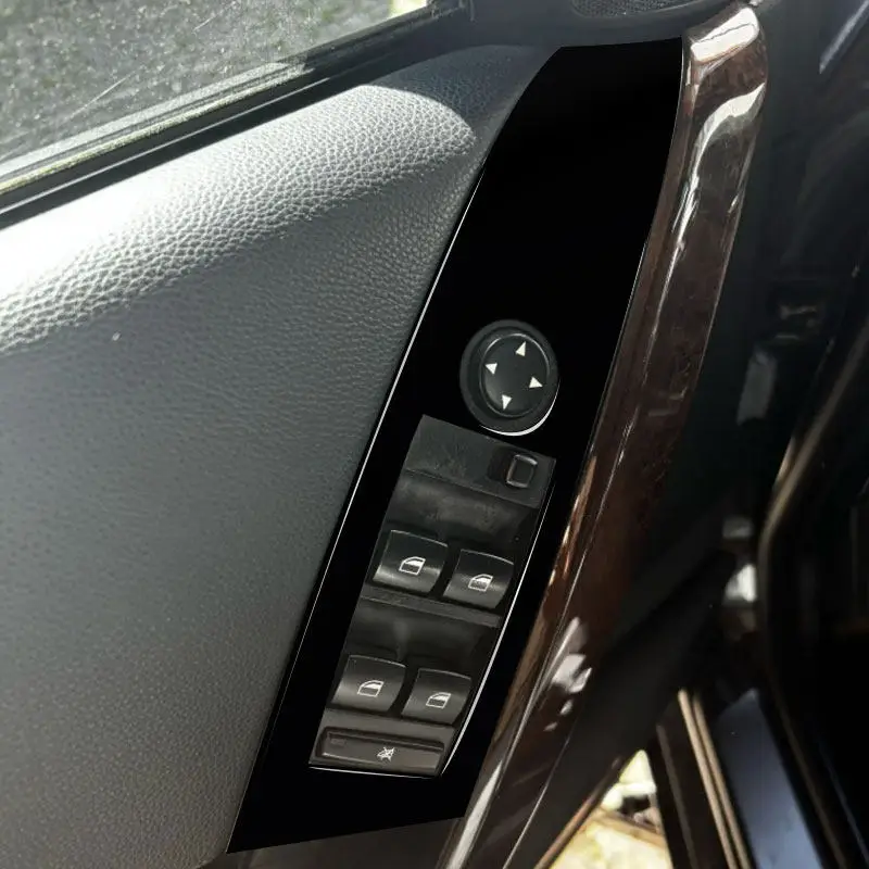 

Car Soft PVC Plastic Piano Black/Black Carbon Fiber Window Lift Switch Button Trim Cover For BMW 5 Series E60 2004 2005 2006-07
