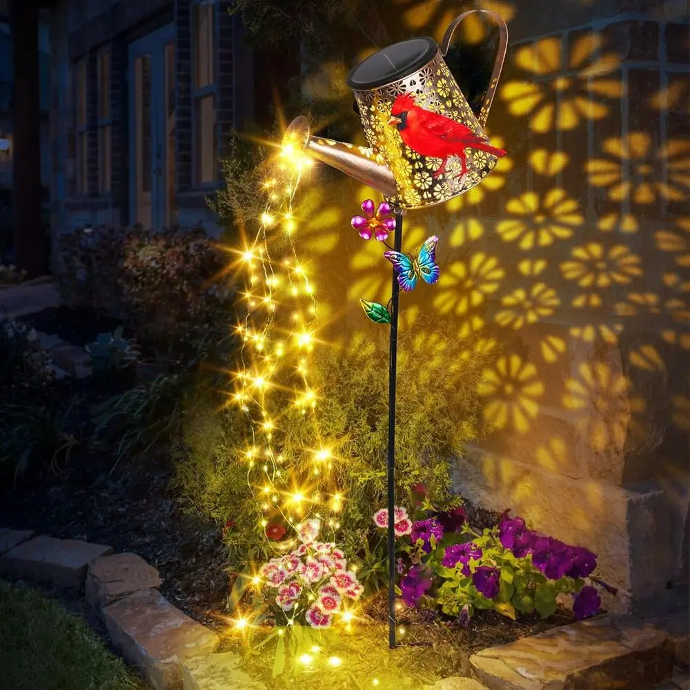 

r Watering Can with Lights Outdoor Garden, 41in Large Red Garden Stake Lights, Waterproo Decoration or Yard Lawn way, Gits or Mo