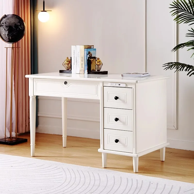 

Простой деревянный письменный стол с ящиком, белый компьютерный стол для спальни, 1м, 1.1м, 1.2м, для домашнего кабинета, для дома