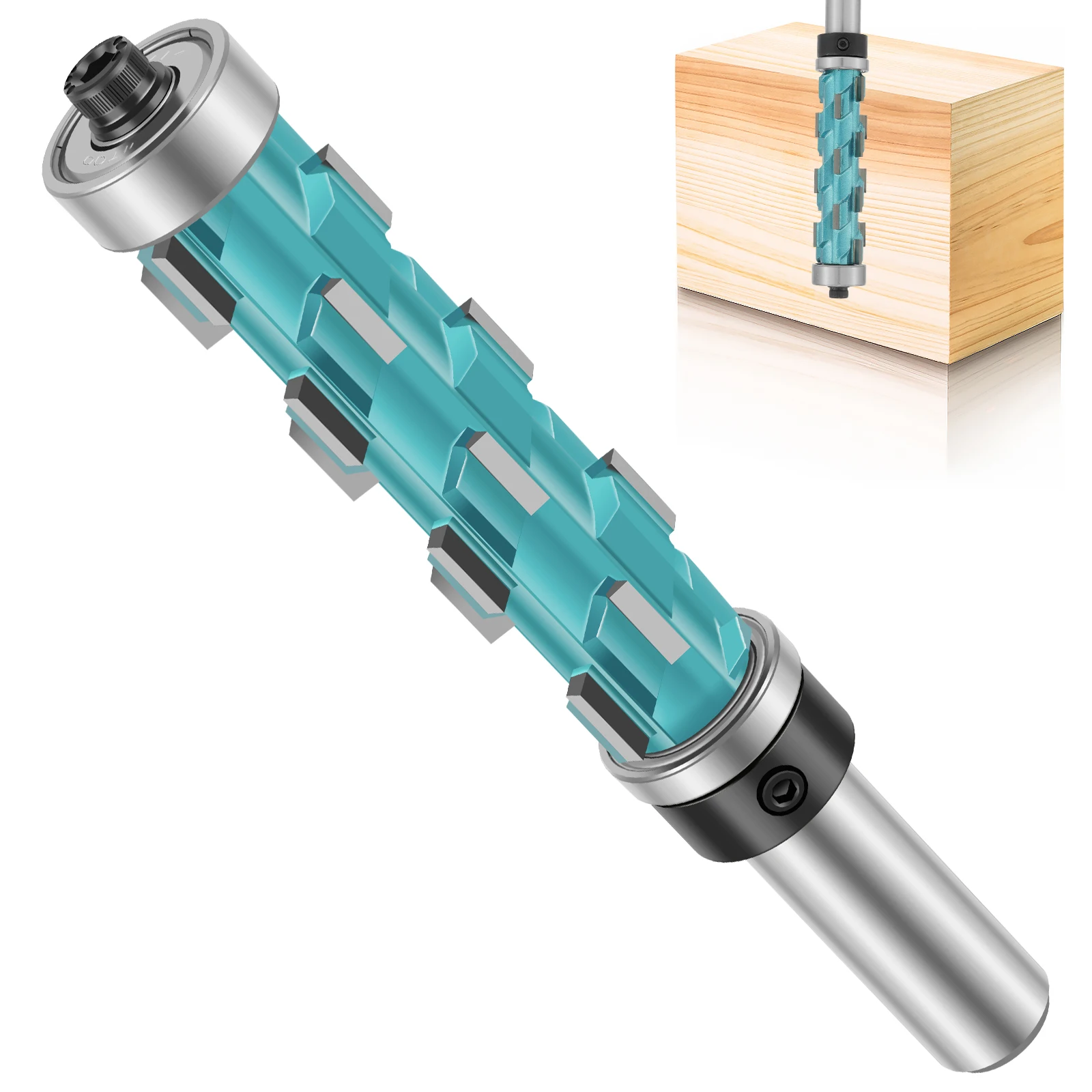 

1/2" Milling Cutter Carbide Double Bearing Spiral Trimming Bit Shank Flush Trim End Mill for Softwood Hardwood Compression Board