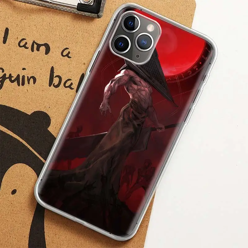 Pyramid Head Giant Case for iPhone 12 13 Mini 11 14 Plus 15 Pro Max 7 8 SE 2020 X XS Max Clear TPU Protective Phone Cover Coque