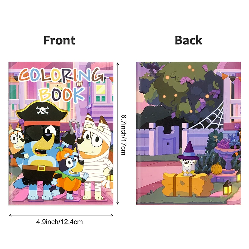 12 Stlyes Bluey Bingo أنيمي الشكل الأطفال كتاب التلوين DIY بها بنفسك الكارون لغز التعليم الكتابة على الجدران اللوحة كتاب الاطفال هدية #2