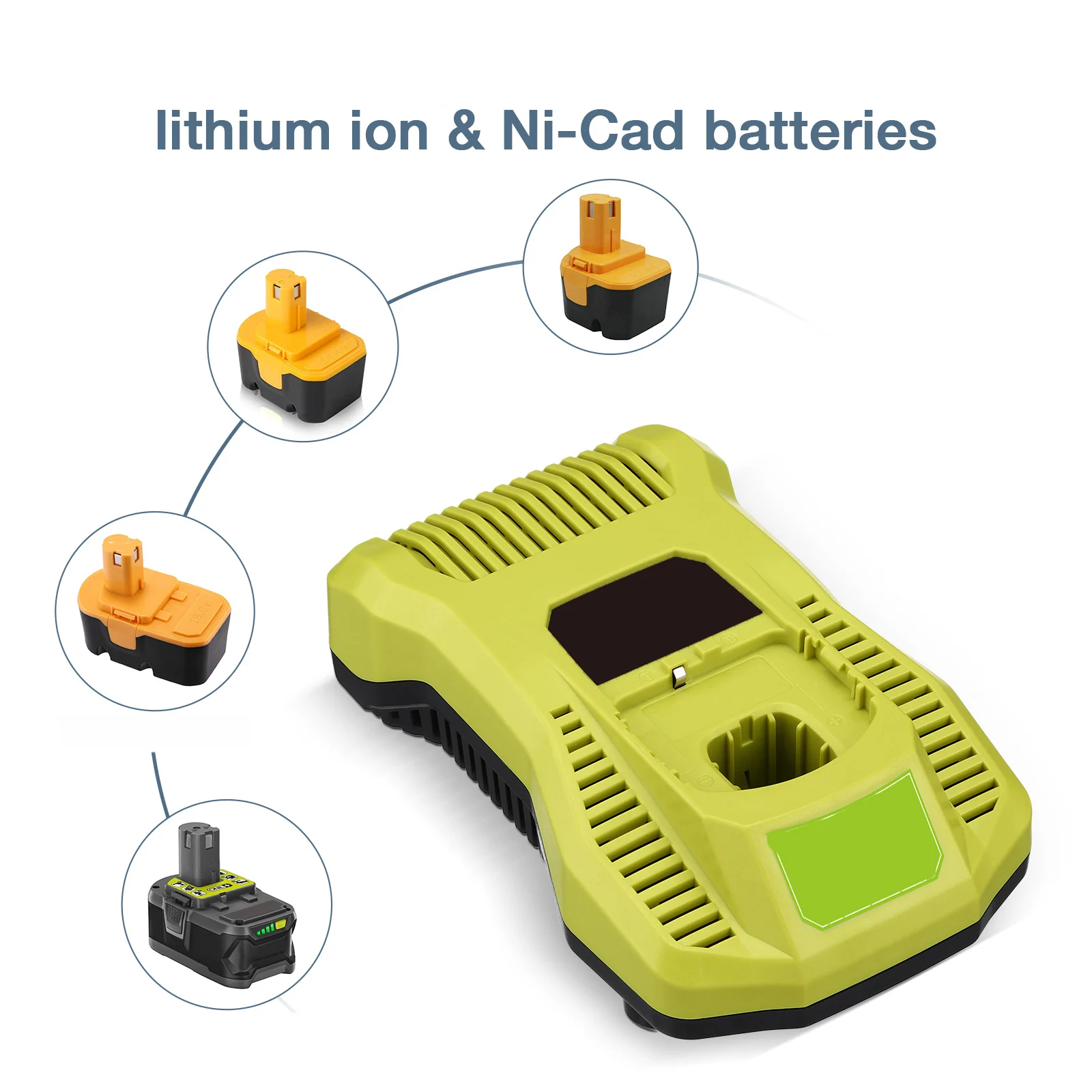 Ryobi 18 Volt Tool Battery Replaces Rechargeable Lithium Ion Power Tool Battery Charger with 12v-18 Volt