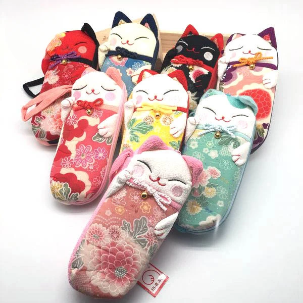 Kawaii Cherry Blossoms Lucky Fortune Cat Glasses Case Software Eyeglasses Hard Shell  Spectacle Box For Kids