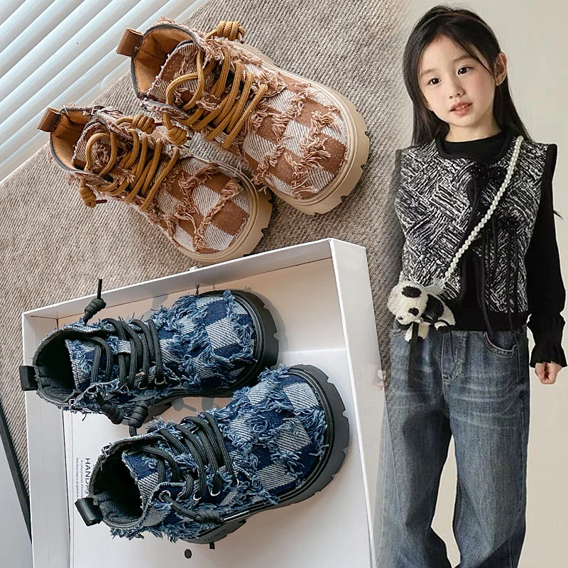 

2025 NEW New Spring Autumn Ankle Boots Round-toe Kids Ankle Boots for Girls Trend Fashion Children's Causal Boots