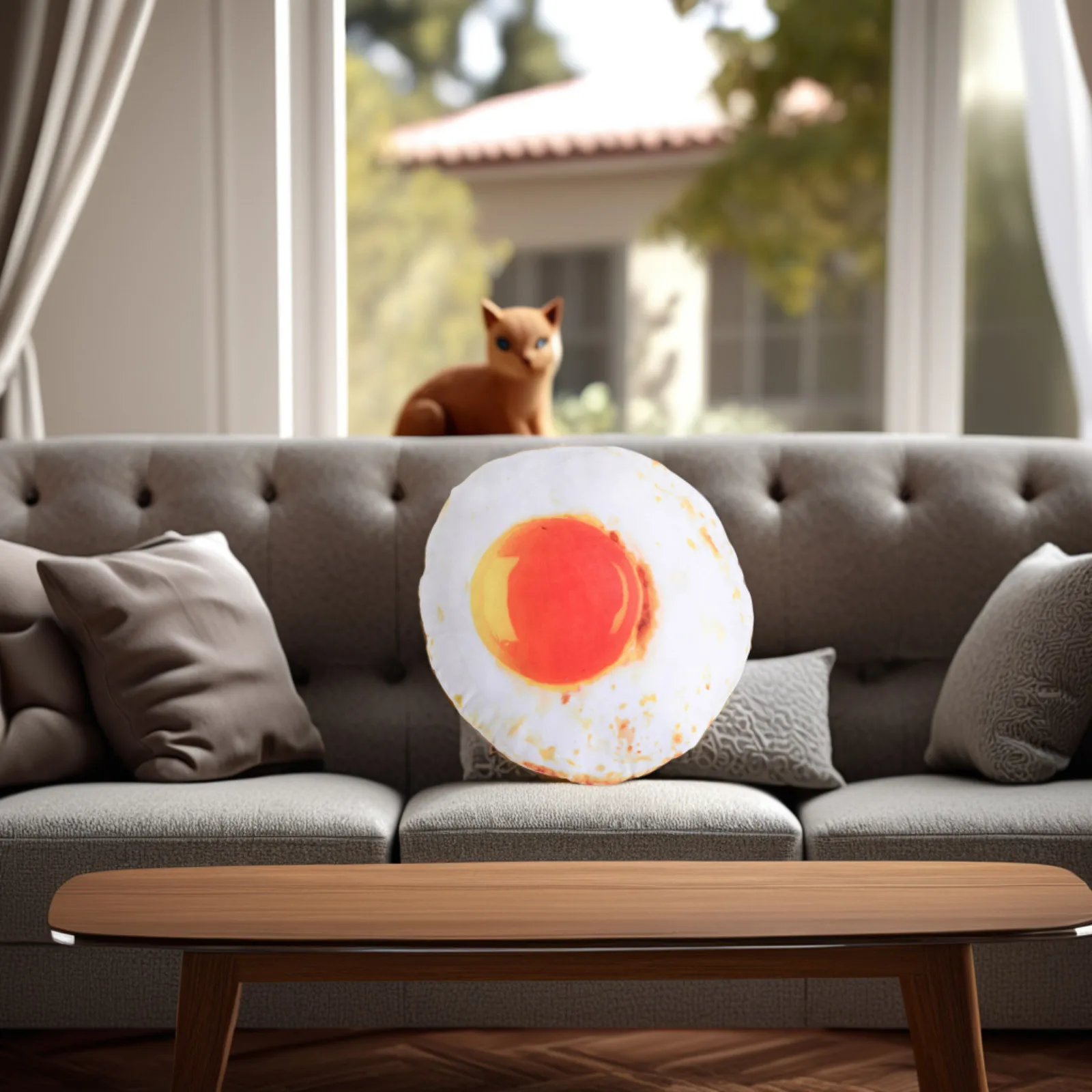 

Creative Food Pillow Realistic Fried Egg Cushion Soft Comfortable Egg Shaped Decor Cushion for Couch Bed Home Funny Food Design