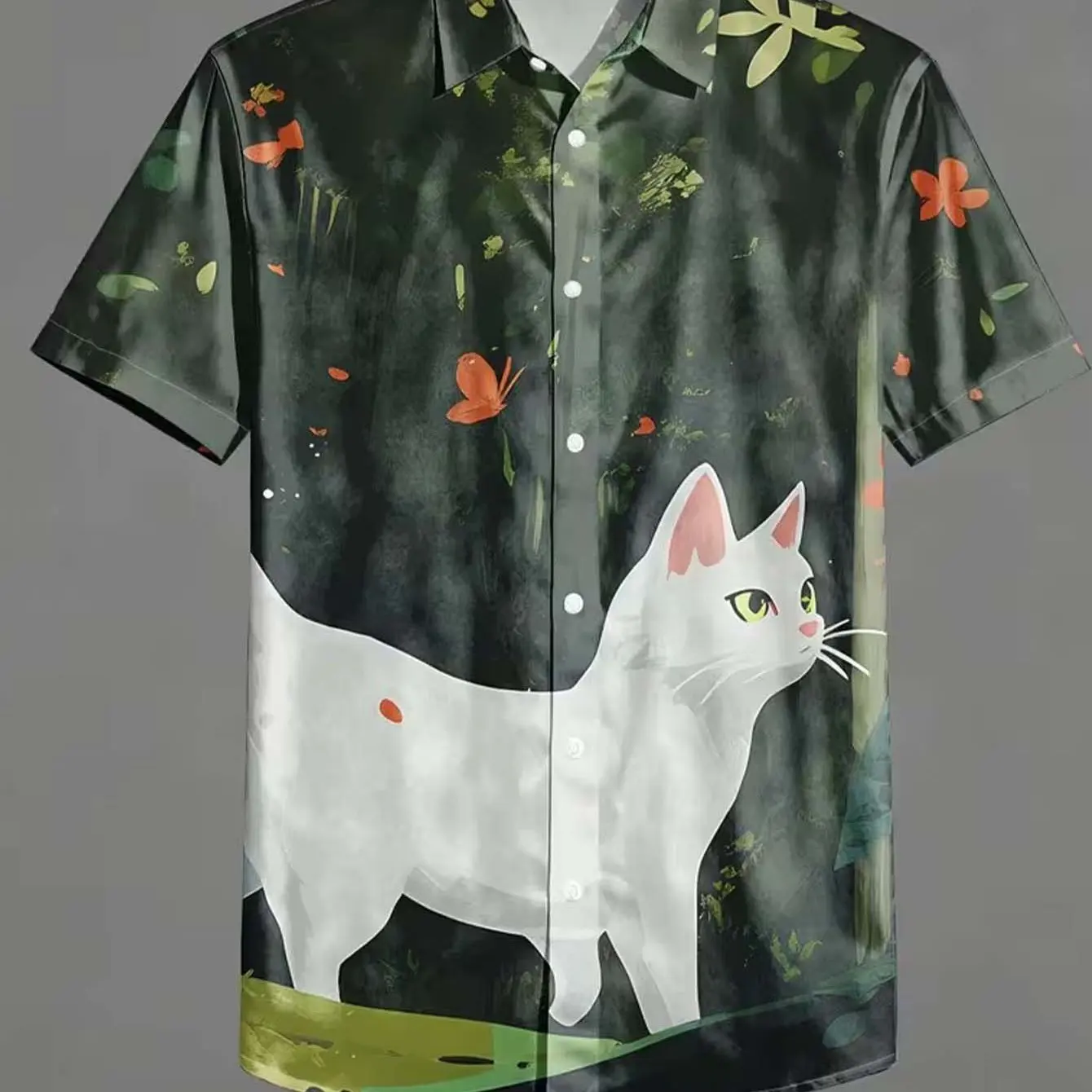 Men's Funny Christmas Fake Bow Tie Digital Printed Short Sleeve Shirt Winter Holiday Party Casual Daily Wear Top Men Clothes