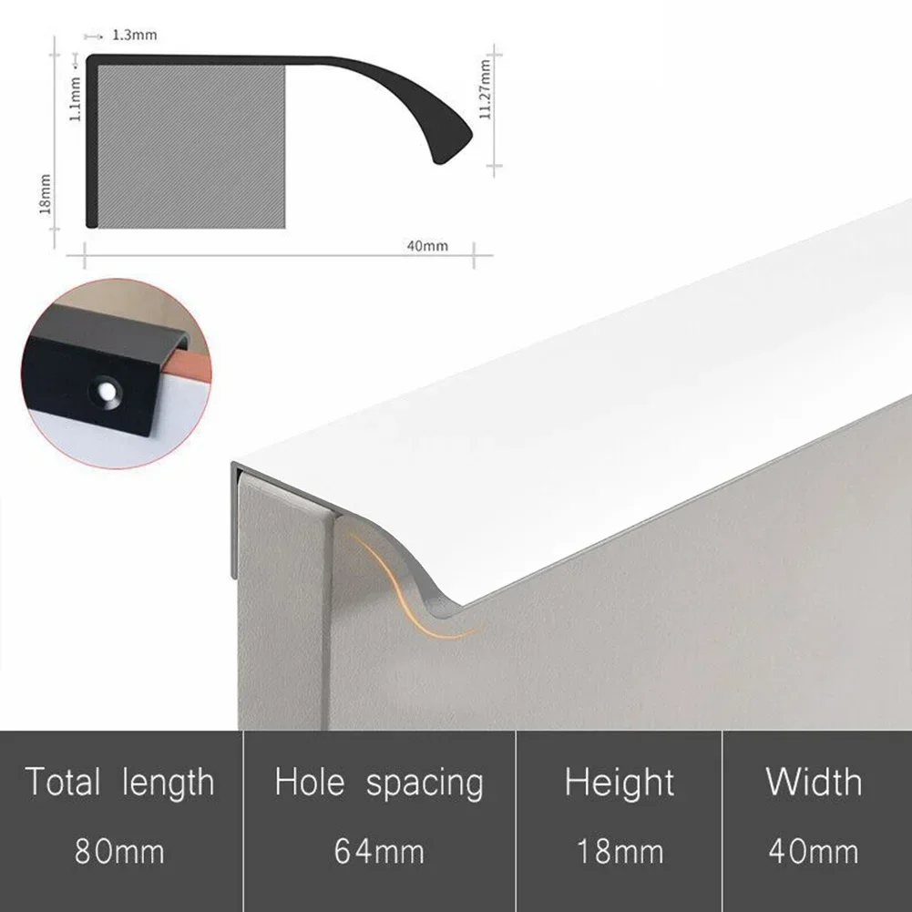 

Cabinet Pulls Kitchen Cupboard Drawer Handles Concealed Finger Edge Pull Wardrobe Embedded Handle Modern Furniture Hardware