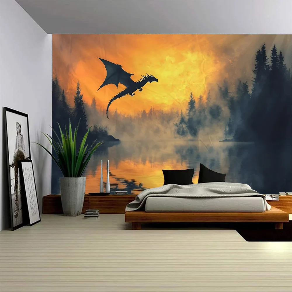 Sky Wing Dragon Tapestry Primitive Forest Wall Hanging Home Dormitory Background Wall Decoration Background Poster